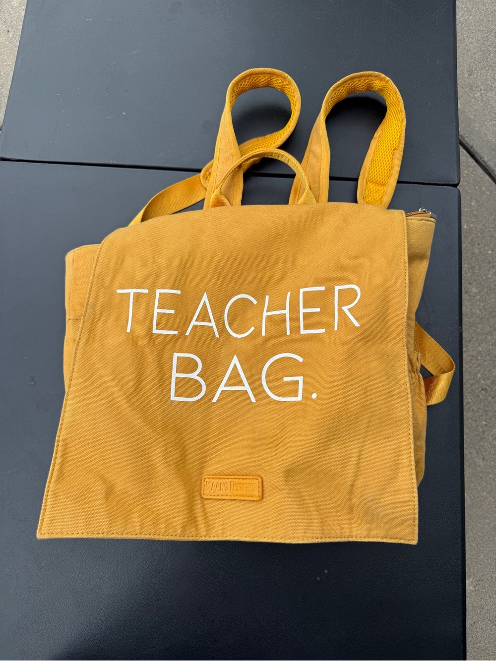 Kaan’s Design Teacher Bag Canvas Backpack in Mustard Yellow